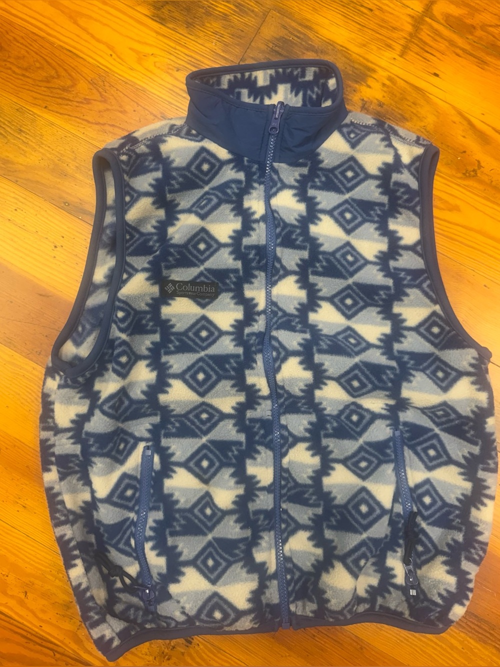 Vintage 90s Columbia Fleece Vest Small USA Made Southwestern Aztec Geometric